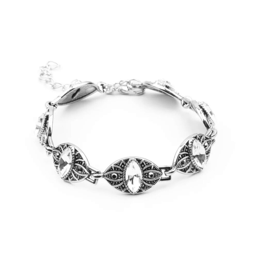 Paparazzi Jewelry - Crown Privilege - White Bracelet - Vintage - Picture 4 of 4